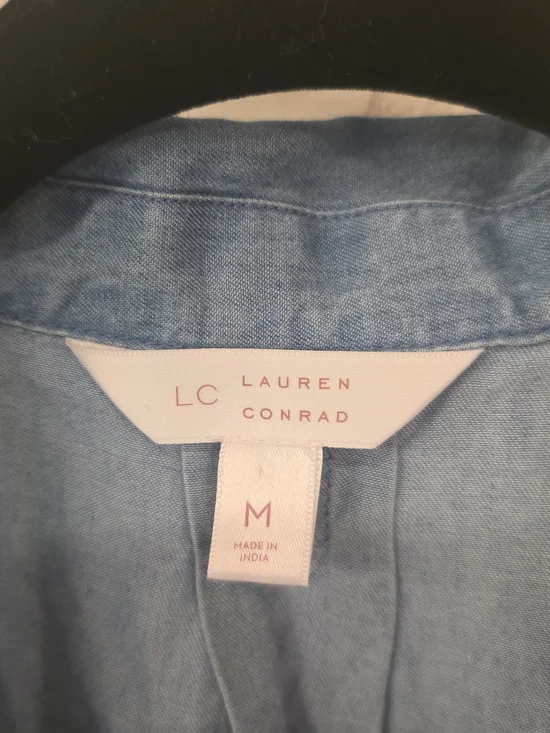 LC Lauren Conrad Light Chambray Button-Front Mini Dress Size Medium - Picture 2 of 3